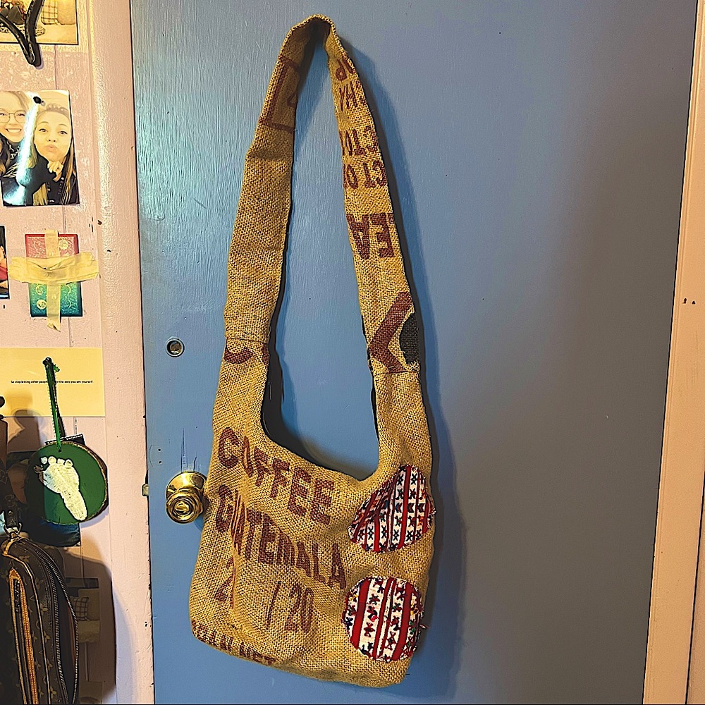 Hobo crossbody bag. Authentic from Guatemala. Coffee bean sack